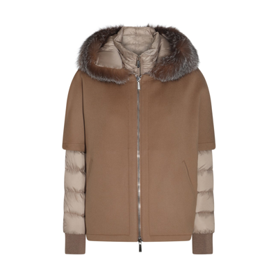 Moorer Walnut Puffer Pegaso Down Jacket In Nocciola