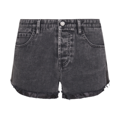 Miu Miu Black Denim Crop Cut Shorts In Gray