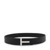 TOM FORD BLACK AND NAVY LEATHER T BELT
