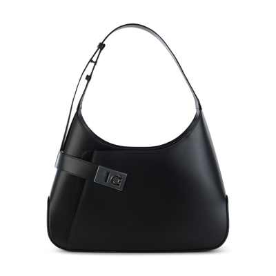 Ferragamo Black Leather Arch Large Shoulder Bag