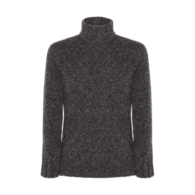 Giorgio Armani Brown Mohair And Silk Blend Melange Sweater