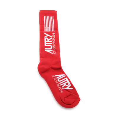 Autry Red Cotton Iconic Logo Socks