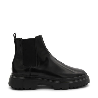 Hogan Black Leather Chelsea Boots