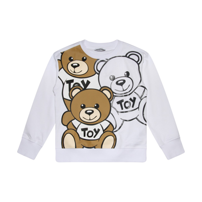 Moschino Teddy Friends Sweatshirt In White Cotton In Bianco Ottico