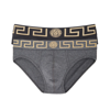 Versace Black And Grey Cotton Briefs Bi-pack In Gray
