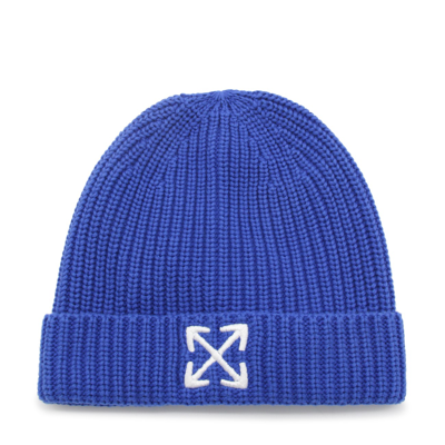 Off-white Kids' Blue Cotton Logo Beanie