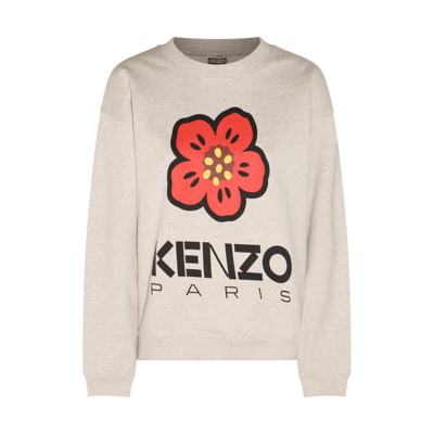 Kenzo Light Beige Cotton Blend Sweatshirt In Pale Gray