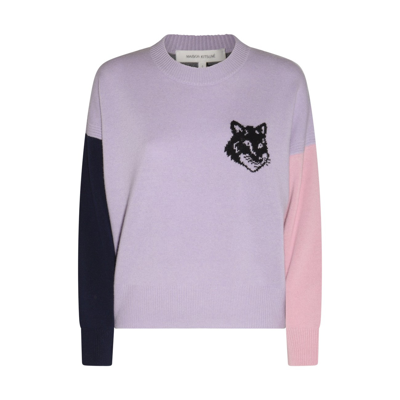 Maison Kitsuné Fox Head Jumper In Lilac,multicolor