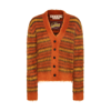 Marni Orange Striped Mohair Blend Cardigan In Multi