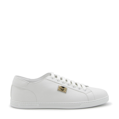 Dolce & Gabbana Saint Tropez Leather Sneakers In Optic White
