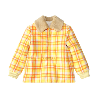Gucci Kids' Yellow And Orange Wool Check Casual Jacket
