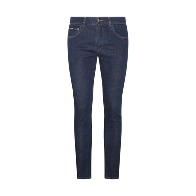 Dolce & Gabbana Dark Blue Cotton Blend Jeans In Variante Abbinata