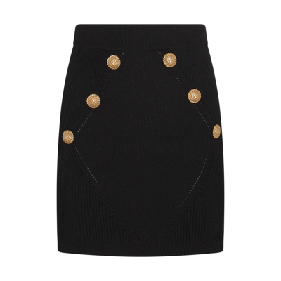 Balmain Mini Skirt Buttoned Knit In Black