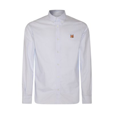 Maison Kitsuné Button-down Collar Logo-embroidered Cotton-poplin Shirt In White