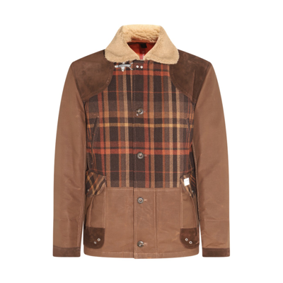 Fay Archive Multicolour Wool Blend Casual Jacket In Brown