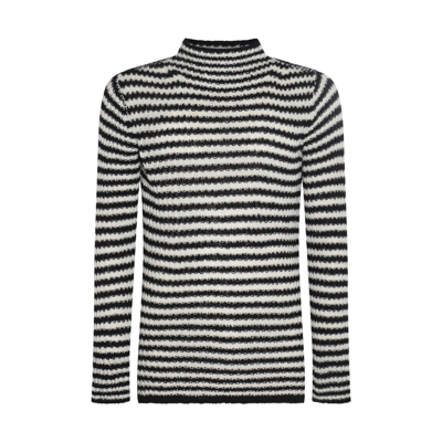 Dries Van Noten White And Black Wool And Cashmere Jumper In White-black