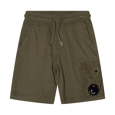 C.p. Company Kids' Brown Green Cotton Shorts In Bronze Green