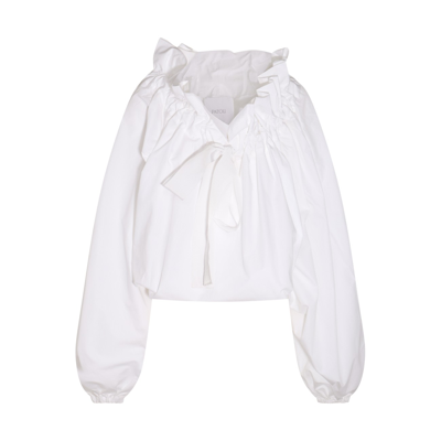 Patou White Cotton Ruched Shirt