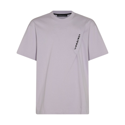 Y/project Lilac Cotton Pinced Logo T-shirt In Purple