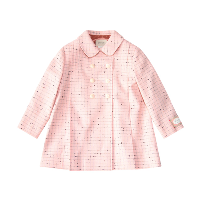 Gucci Babies' Pink Wool Blend Check Coat
