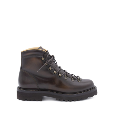Brunello Cucinelli Dark Brown Leather Boots In Bruciato