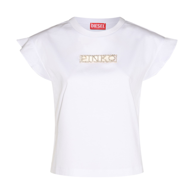 Pinko White Cotton Logo T-shirt