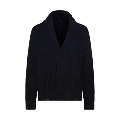 Brioni Navy Wool And Cashmere Blend Sweater