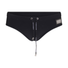 Dolce & Gabbana Stretch Nylon Swimming Brief With Metallic Accents In Black