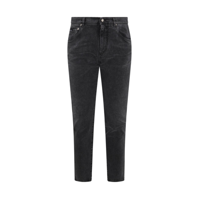 Dolce & Gabbana Grey Denim Stretch Used Jeans In Variante Abbinata