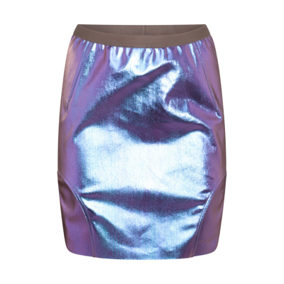 Rick Owens Purple And Blue Cotton Blend Diana Skirt In Gnawed Blue