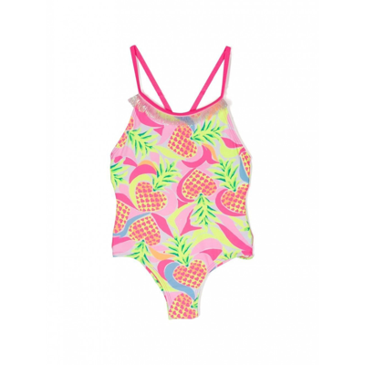 Billieblush Babies' Multicolour Pineapple One Piece Beachwear In Pink