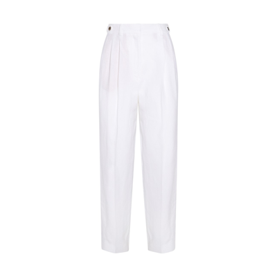 Loro Piana White Linen And Silk Blend Pants