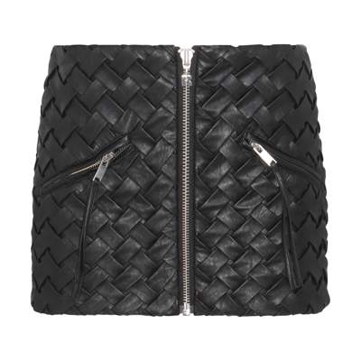 Rotate Birger Christensen Braided Faux-leather Mini Skirt In Black