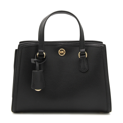 Michael Michael Kors Black Leather Chantal Medium Top Handle Bag