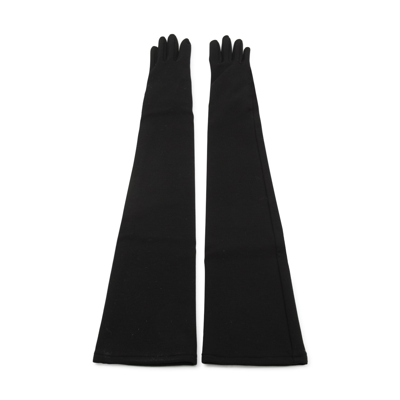 Dolce & Gabbana Black Jersey Long Gloves In Nero
