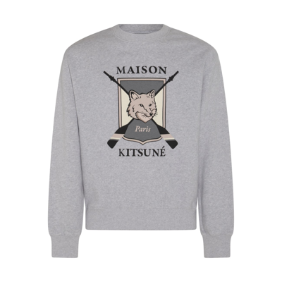 Maison Kitsuné College Fox Sweatshirt In Light Grey