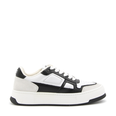 Ami Alexandre Mattiussi White And Black Calf Leather Sneakers In White/black