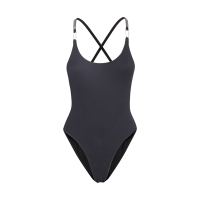 Heron Preston Black Low Back One-piece Swimsuit