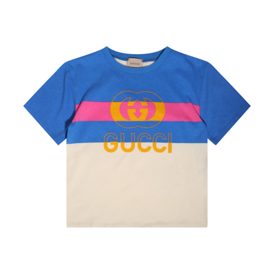 Gucci Baby Printed Cotton T-shirt In Beige