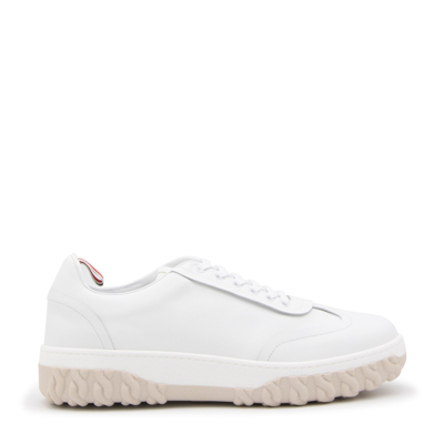 THOM BROWNE WHITE LEATHER FIELD SNEAKERS