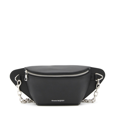 Alexander Mcqueen Black Leather Belt Bag