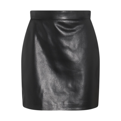 Calvin Klein Faux Leather Mini Skirt In Black