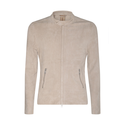 Giorgio Brato Chalk White Leather Jacket In <p>chalk White Leather Jacket From  Featuring Classic Collar, Front Zip Fastening, Long
