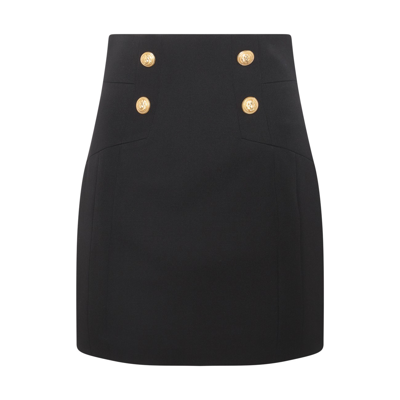 Balmain Black Viscose-wool Blend Skirt