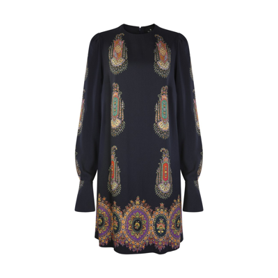 Etro Mid-length Printed Dress In Blue
