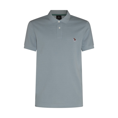Ps By Paul Smith Light Blue Cotton Polo Shirt In Black