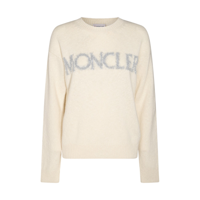 MONCLER IVORY WOOL LOGO SWEATER