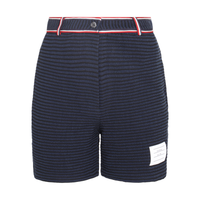 Thom Browne Navy Blue Cotton Blend Shorts