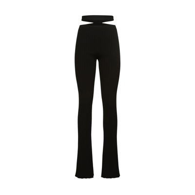 Andreädamo Ribbed Knit Flare Leggings In Black