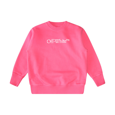 Off-white Kids' Pink And White Cotton Sweatshirt In Fuchsia